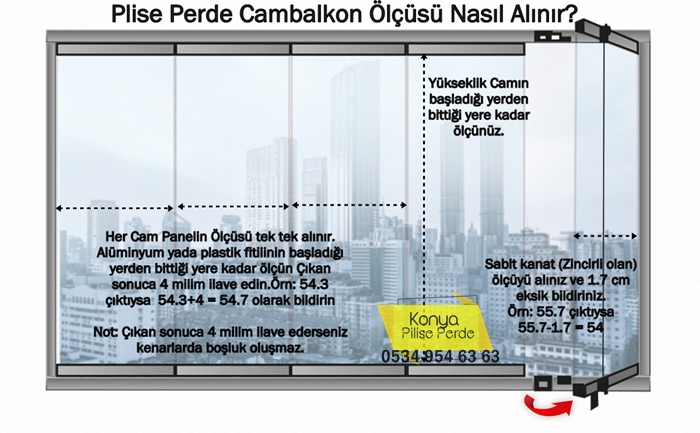 Cam balkon Plise Perde Ölçüsü nasıl alınır?